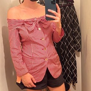 Jean Paul Gaultier gingham printed jacket style top